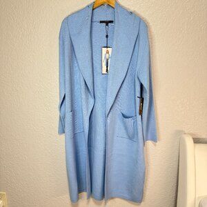 NWT Max Sport Light Blue Long Duster Cardigan L
